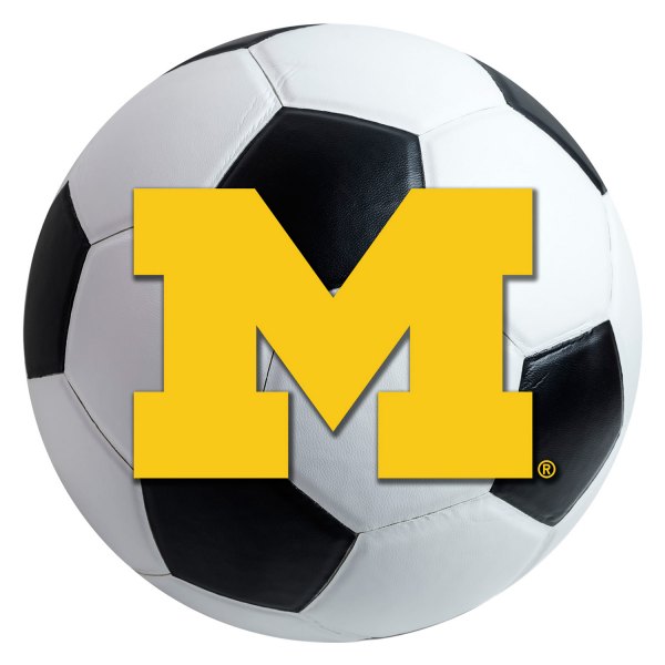 FanMats® - University of Michigan 27" Dia Nylon Face Soccer Ball Floor Mat with "Block M" Logo