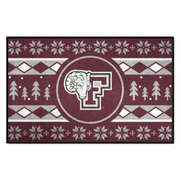 FanMats® - Fordham University 30"L x 19"W Holiday Sweater Nylon Starter Mat with Ram Head and F Logo & Holiday Sweater Art