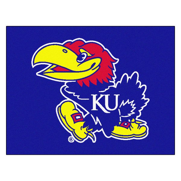 FanMats® - University of Kansas 33.75" x 42.5" Nylon Face All-Star Floor Mat with "KU Bird" Logo
