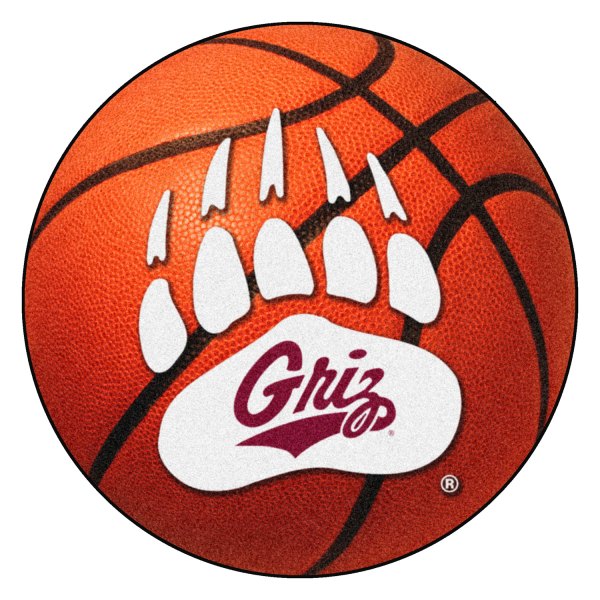 FanMats® - University of Montana 27" Dia Nylon Face Basketball Ball Floor Mat with "Bear Claw" Logo