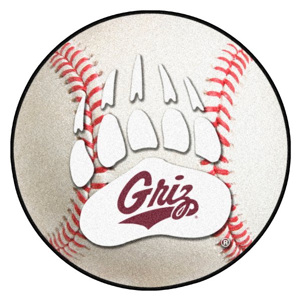 FanMats® - University of Montana 27" Dia Nylon Face Baseball Ball Floor Mat with "Bear Claw" Logo