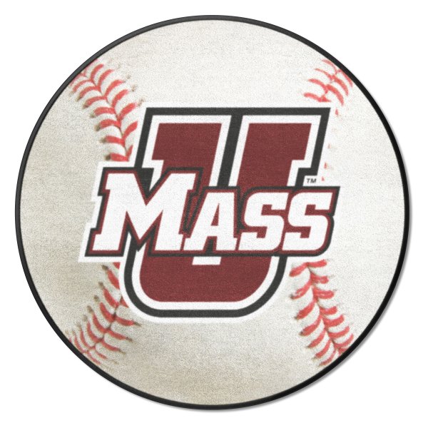 FanMats® - University of Massachusetts 27" Dia Nylon Face Baseball Ball Floor Mat with "U MASS" Logo