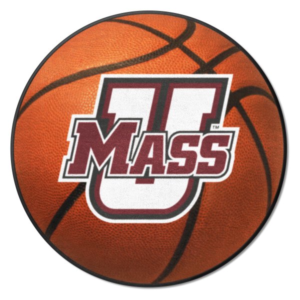FanMats® - University of Massachusetts 27" Dia Nylon Face Basketball Ball Floor Mat with "UMASS" Logo