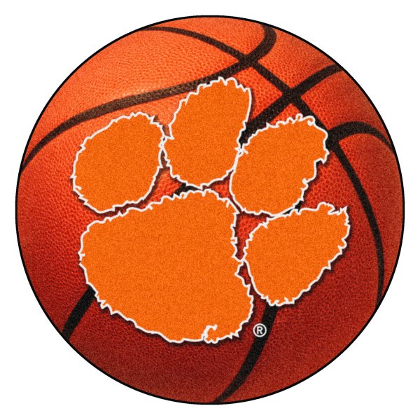 FanMats® - Clemson University 27" Dia Nylon Face Basketball Ball Floor Mat with "Paw Print" Logo
