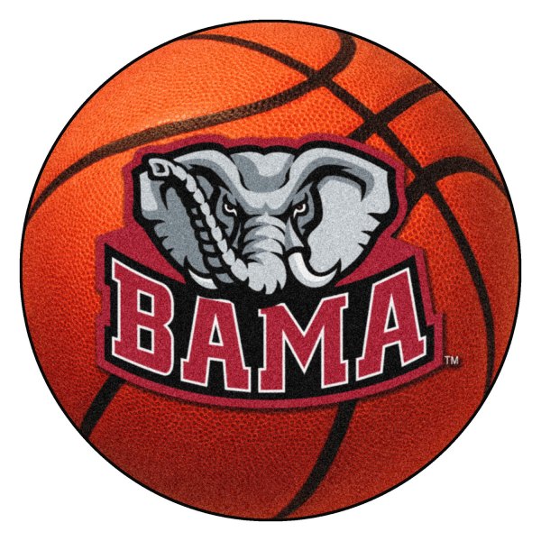 FanMats® - University of Alabama 27" Dia Nylon Face Basketball Ball Floor Mat with "Bama" Logo