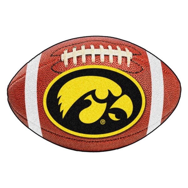 FanMats® - University of Iowa 20.5" x 32.5" Nylon Face Football Ball Floor Mat with "Hawkeye" Logo