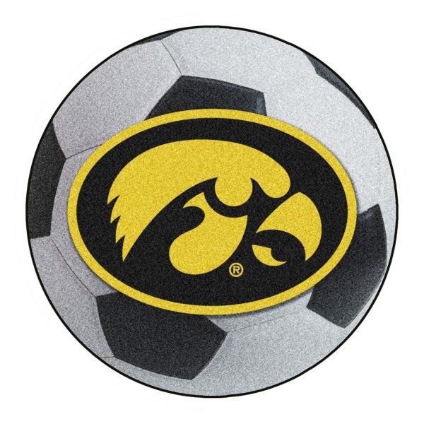 FanMats® - University of Iowa 27" Dia Nylon Face Soccer Ball Floor Mat with "Hawkeye" Logo