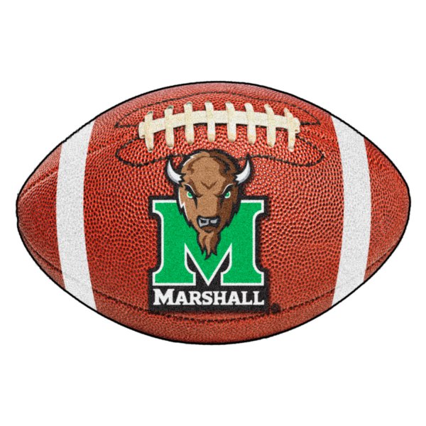 FanMats® - Marshall University 20.5" x 32.5" Nylon Face Football Ball Floor Mat with "Bison Head & M" Logo