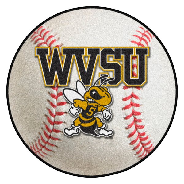FanMats® - West Virginia State University 27" Dia Nylon Face Baseball Ball Floor Mat with "WVSU & Yellow Jacket" Logo