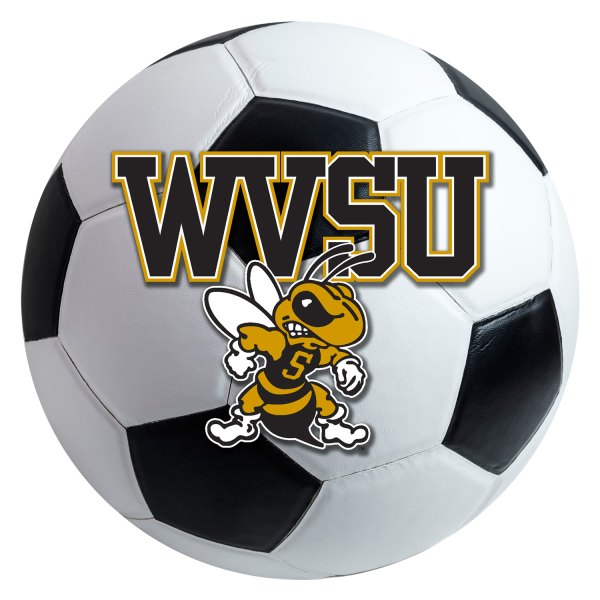 FanMats® - West Virginia State University 27" Dia Nylon Face Soccer Ball Floor Mat with "WVSU & Yellow Jacket" Logo