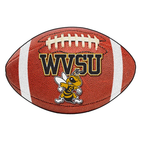 FanMats® - West Virginia State University 20.5" x 32.5" Nylon Face Football Ball Floor Mat with "WVSU & Yellow Jacket" Logo