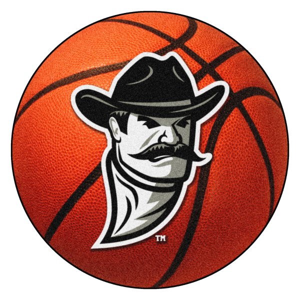 FanMats® - New Mexico State University 27" Dia Nylon Face Basketball Ball Floor Mat with "Pistol Pete" Logo