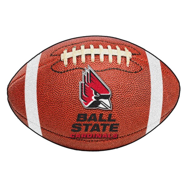FanMats® - Ball State University 20.5" x 32.5" Nylon Face Football Ball Floor Mat with "Cardinal" Logo and Wordmark