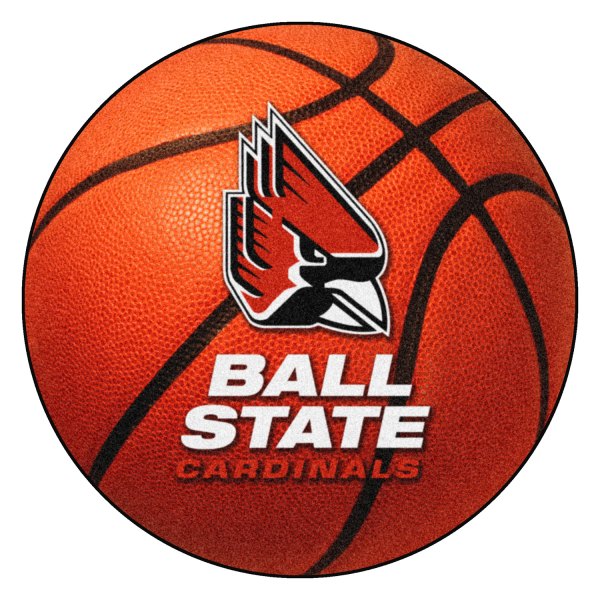 FanMats® - Ball State University 27" Dia Nylon Face Basketball Ball Floor Mat with "Cardinal" Logo