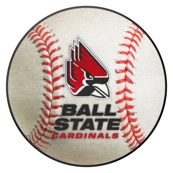 FanMats® - Ball State University 27" Dia Nylon Face Baseball Ball Floor Mat with "Cardinal" Logo
