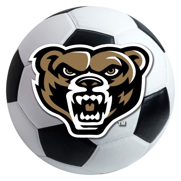 FanMats® - Oakland University 27" Dia Nylon Face Soccer Ball Floor Mat with "Grizzly Bear" Logo