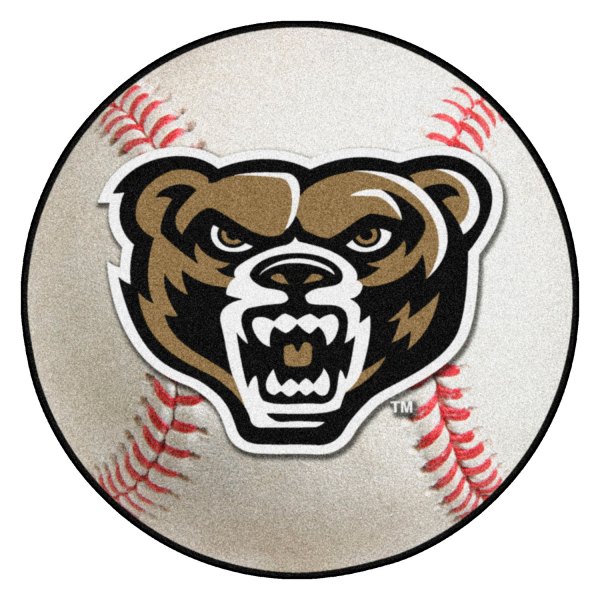FanMats® - Oakland University 27" Dia Nylon Face Baseball Ball Floor Mat with "Grizzly Bear" Logo