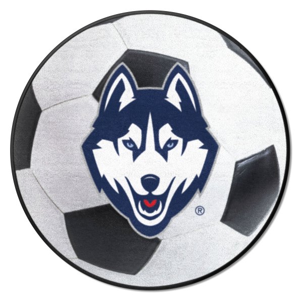 FanMats® - University of Connecticut 27" Dia Nylon Face Soccer Ball Floor Mat with "Husky" Logo