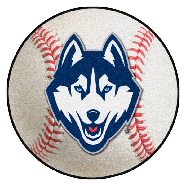 FanMats® - University of Connecticut 27" Dia Nylon Face Baseball Ball Floor Mat with "Husky" Logo