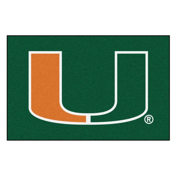 FanMats® - University of Miami 19" x 30" Nylon Face Starter Mat with "U" Logo