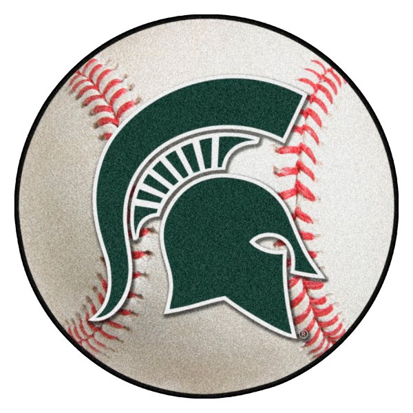 FanMats® - Michigan State University 27" Dia Nylon Face Baseball Ball Floor Mat with "Spartan Helmet" Logo