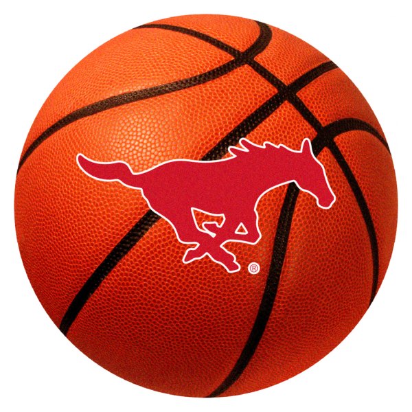 FanMats® - Southern Methodist University 27" Dia Nylon Face Basketball Ball Floor Mat with "Mustang" Logo