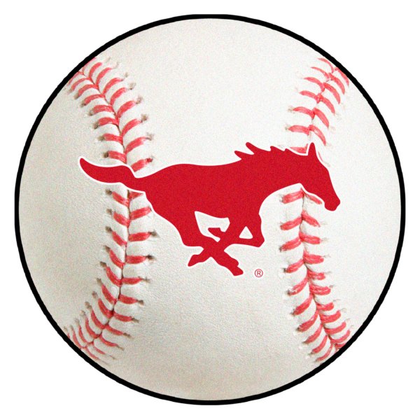 FanMats® - Southern Methodist University 27" Dia Nylon Face Baseball Ball Floor Mat with "Mustang" Logo