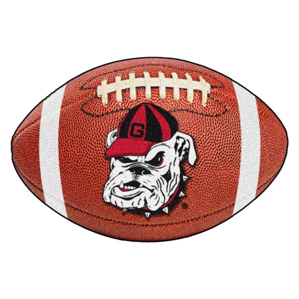 FanMats® - University of Georgia 20.5" x 32.5" Nylon Face Football Ball Floor Mat with Bulldog Logo