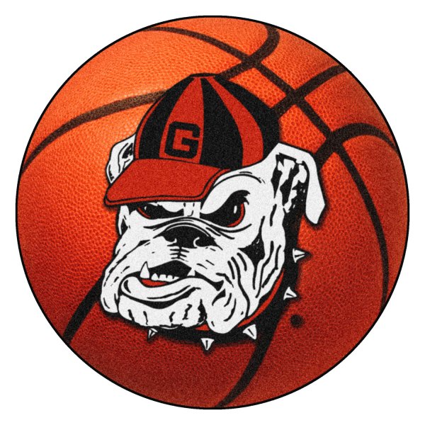 FanMats® - University of Georgia 27" Dia Nylon Face Basketball Ball Floor Mat with Bulldog Logo