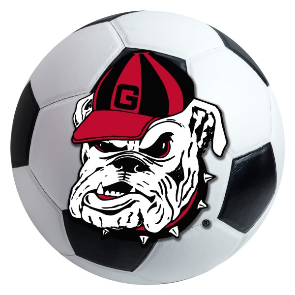 FanMats® - University of Georgia 27" Dia Nylon Face Soccer Ball Floor Mat with "Bulldog Head" Logo