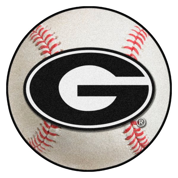 FanMats® - University of Georgia 27" Dia Nylon Face Baseball Ball Floor Mat with "G in Black Cyrcle" Logo