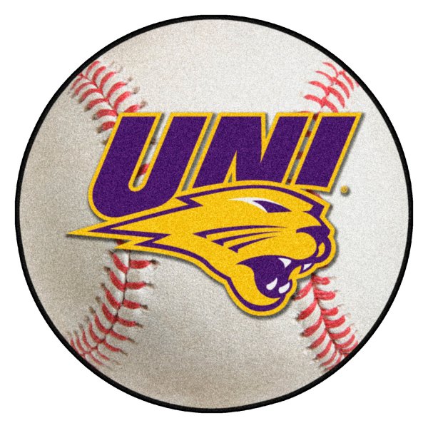 FanMats® - University of Northern Iowa 27" Dia Nylon Face Baseball Ball Floor Mat with "UNI & Panther" Logo