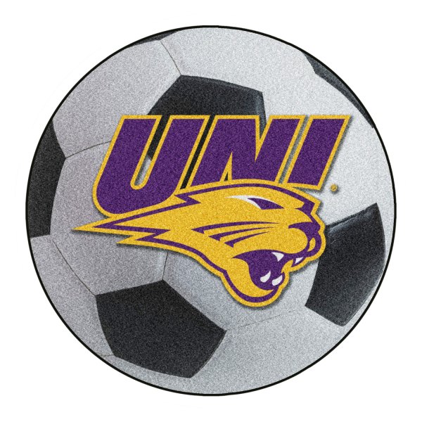 FanMats® - University of Northern Iowa 27" Dia Nylon Face Soccer Ball Floor Mat with "UNI & Panther" Logo