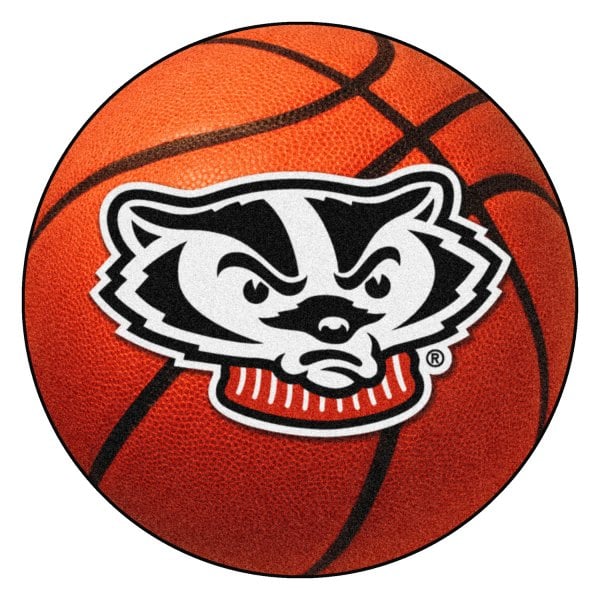 FanMats® - University of Wisconsin 27" Dia Nylon Face Basketball Ball Floor Mat with "Badger" Logo