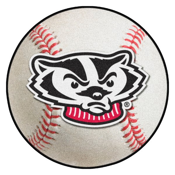 FanMats® - University of Wisconsin 27" Dia Nylon Face Baseball Ball Floor Mat with "W" Logo