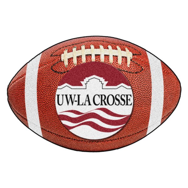 FanMats® - University of Wisconsin-La Crosse 20.5" x 32.5" Nylon Face Football Ball Floor Mat with "Circular" Logo