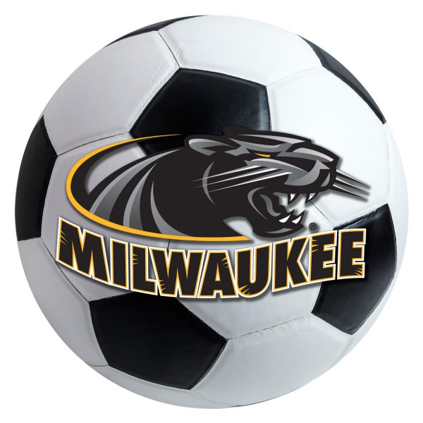 FanMats® - University of Wisconsin-Milwaukee 27" Dia Nylon Face Soccer Ball Floor Mat with "Panthern & Milwaukee" Logo