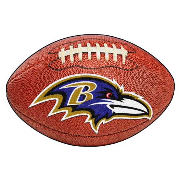 FanMats® - Baltimore Ravens 20.5" x 32.5" Nylon Face Football Ball Floor Mat with "Raven" Logo