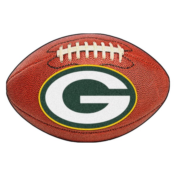 FanMats® - Green Bay Packers 20.5" x 32.5" Nylon Face Football Ball Floor Mat with "Oval G" Logo