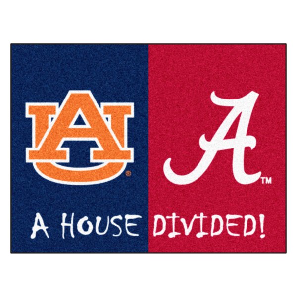 FanMats® - University of Alabama/Auburn University 33.75" x 42.5" Nylon Face House Divided Floor Mat