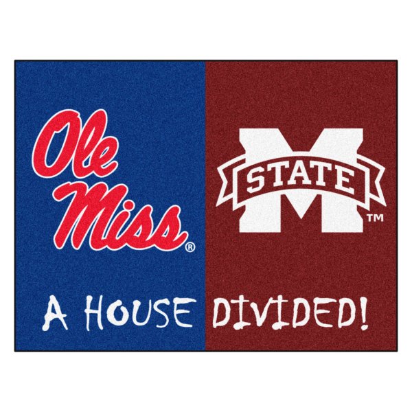 FanMats® - University of Mississippi/Mississippi State University 33.75" x 42.5" Nylon Face House Divided Floor Mat
