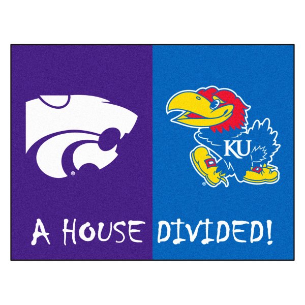 FanMats® - University of Kansas/Kansas State University 33.75" x 42.5" Nylon Face House Divided Floor Mat