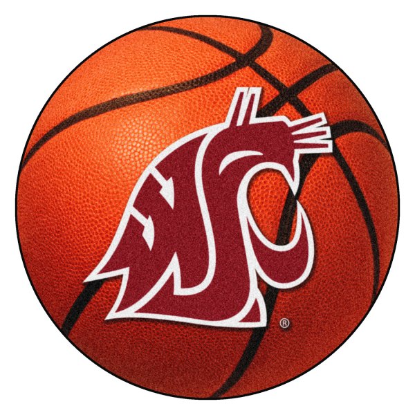 FanMats® - Washington State University 27" Dia Nylon Face Basketball Ball Floor Mat with "WSU Cougar" Logo