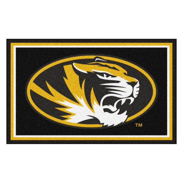 FanMats® - University of Missouri 48" x 72" Nylon Face Ultra Plush Floor Rug with "Oval Tiger" Logo