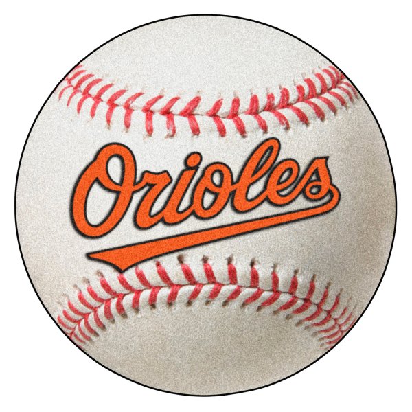 FanMats® - Baltimore Orioles 27" Dia Nylon Face Baseball Ball Floor Mat with "Orioles" Wordmark