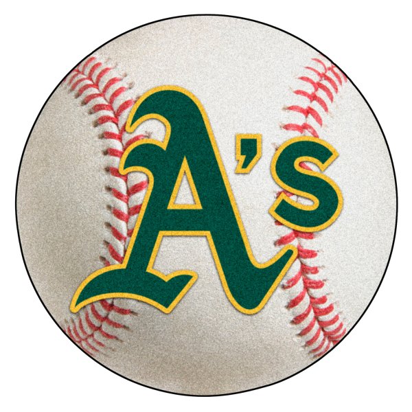 FanMats® - Oakland Athletics 27" Dia Nylon Face Baseball Ball Floor Mat with "As" Logo