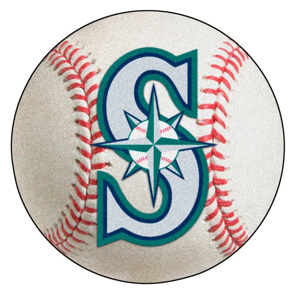 FanMats® - Seattle Mariners 27" Dia Nylon Face Baseball Ball Floor Mat with "S with Compass" Logo