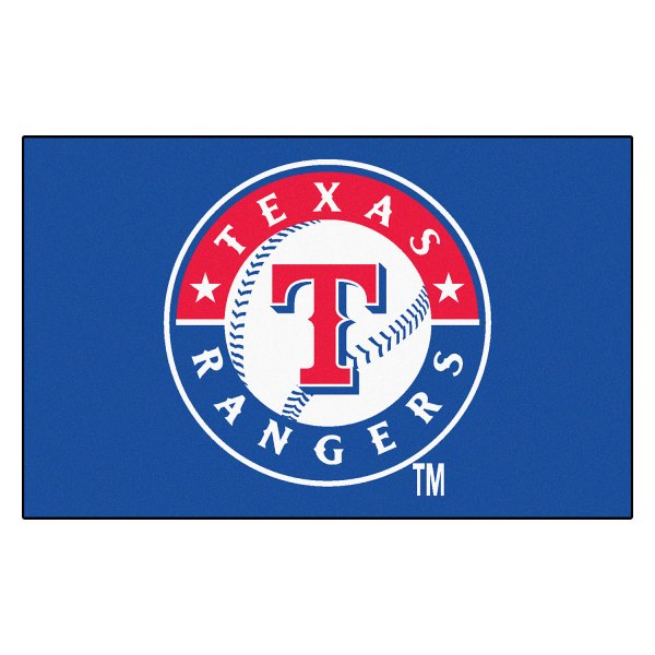 FanMats® - Texas Rangers 60" x 96" Nylon Face Ulti-Mat with "Circular Teaxas Rangers, Baseball & T" Logo