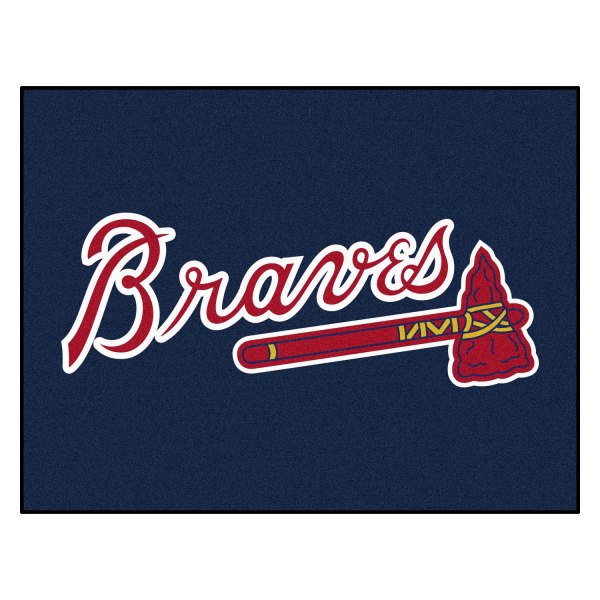 FanMats® - Atlanta Braves 33.75" x 42.5" Nylon Face All-Star Floor Mat with "Braves Script with Tomahawk" Logo