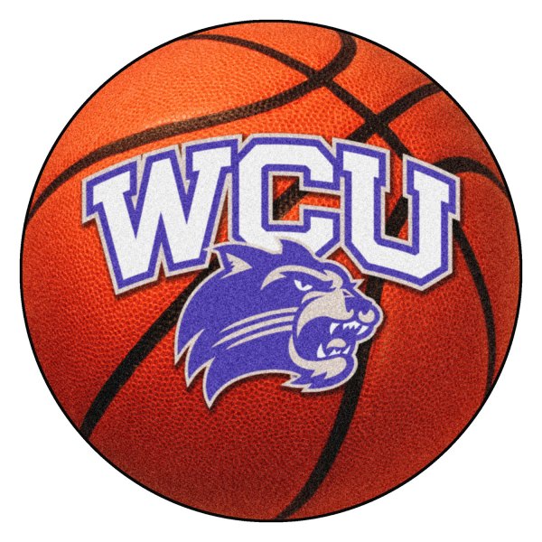 FanMats® - Western Carolina University 27" Dia Nylon Face Basketball Ball Floor Mat with "WCU & Catamount" Logo